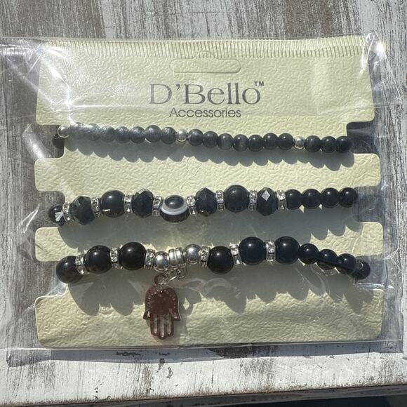 D'Bello Accessories Hamsa Hand Evil Eye Beads Necklace - Picture 2 of 3